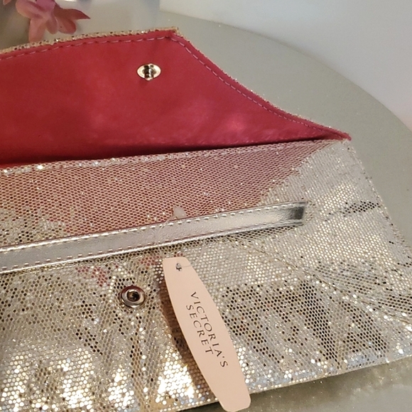 NWT Victoria's Secret Silver Bling Clutch Handbag Purse Bonus Accessories - Picture 13 of 16